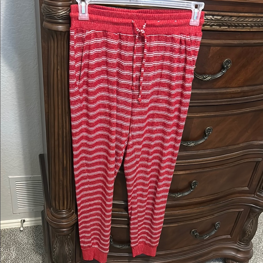 Women’s Red Striped Knit Jogger Bottoms